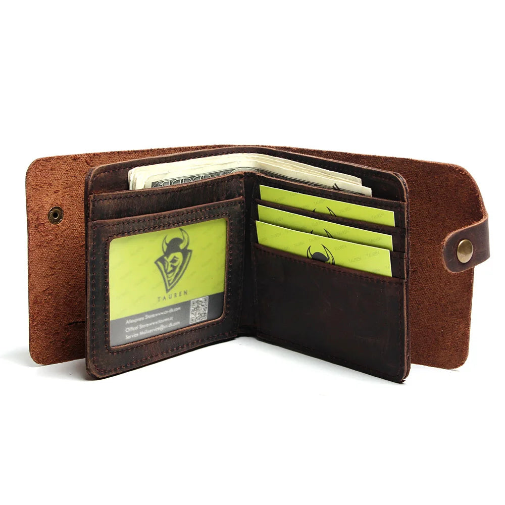 Vintage Crazy Horse Leather Men's Wallet Retro Style Clutch Bag