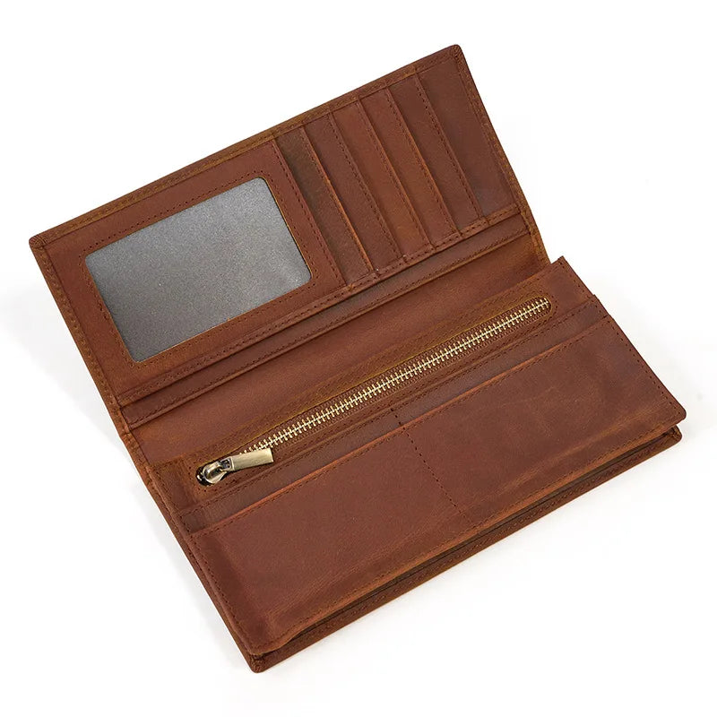Vintage Crazy horse Leather Wallet for men, genuine cow Leather clutch bag