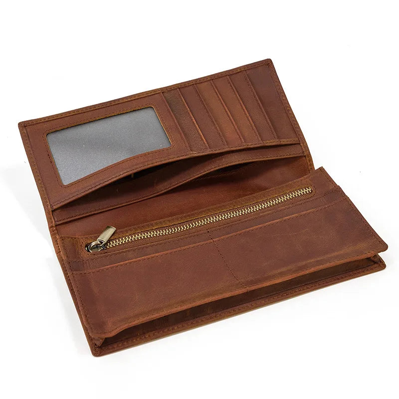 Vintage Crazy horse Leather Wallet for men, genuine cow Leather clutch bag