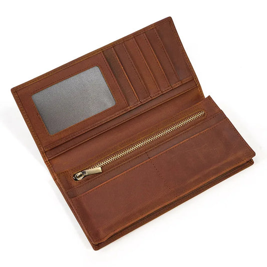 Vintage Crazy horse Leather Wallet for men, genuine cow Leather clutch bag