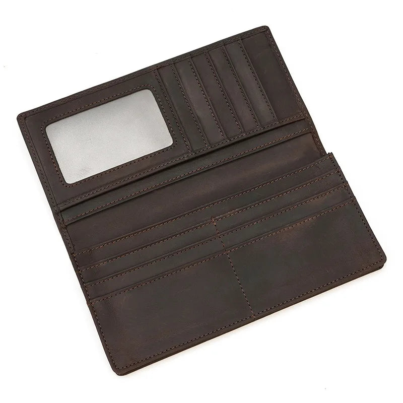 Vintage Crazy horse Leather Wallet for men, genuine cow Leather clutch bag