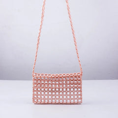 Acrylic Bead Mini Flap Phone Bag Multicolor Woven Beading Small Purse