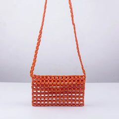 Acrylic Bead Mini Flap Phone Bag Multicolor Woven Beading Small Purse