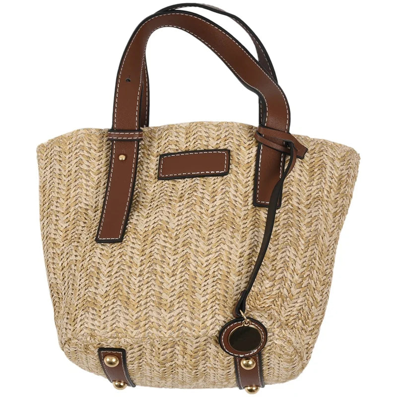 Vintage Retro Beach Bag Straw Rope Knitted Big Messenger Bag Lady Fresh Paper