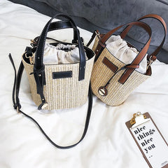 Vintage Retro Beach Bag Straw Rope Knitted Big Messenger Bag Lady Fresh Paper