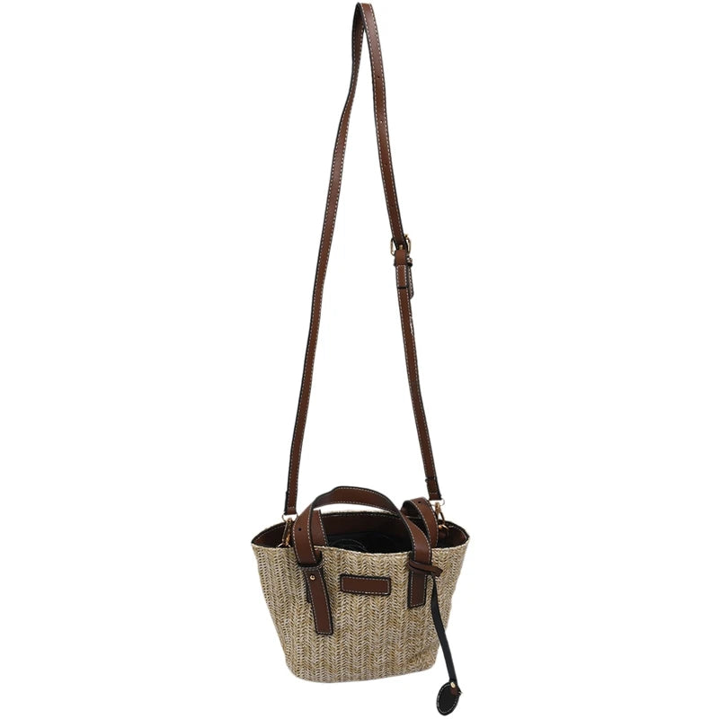 Vintage Retro Beach Bag Straw Rope Knitted Big Messenger Bag Lady Fresh Paper