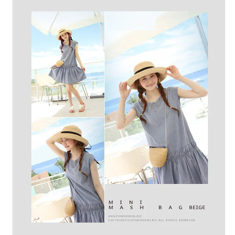Summer Straw Beach Bags Rattan Woven Crossbody Bag Bohemian Handbag