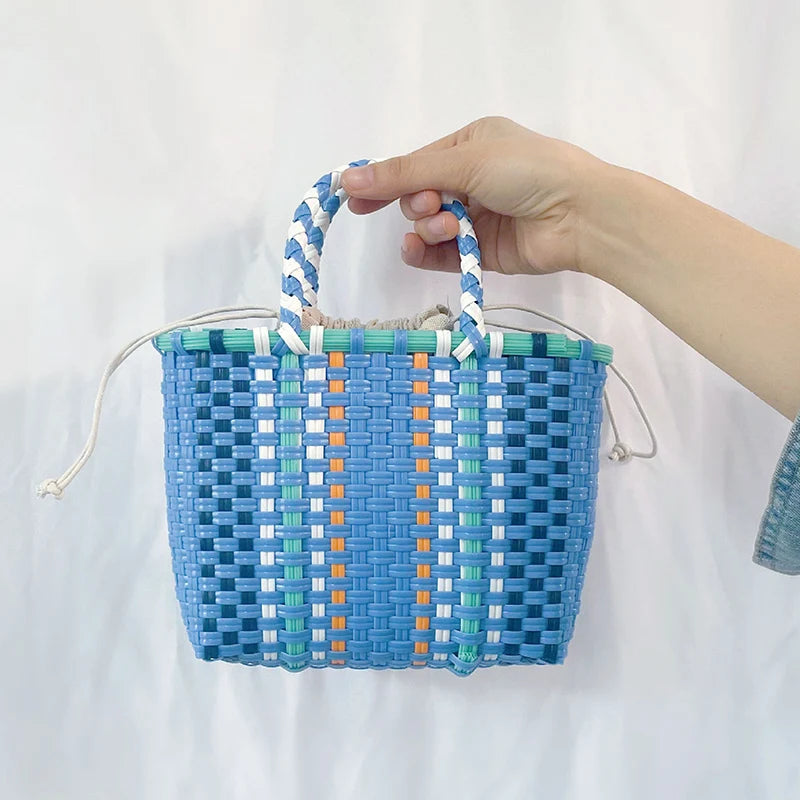 Women's Shoulder Bag Plastic Woven Small Handbag Rattan Straw Beach Bags