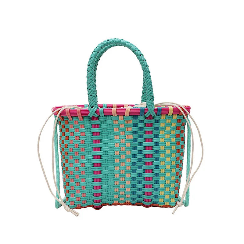 Women's Shoulder Bag Plastic Woven Small Handbag Rattan Straw Beach Bags