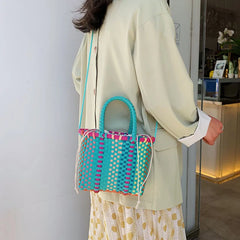 Women's Shoulder Bag Plastic Woven Small Handbag Rattan Straw Beach Bags