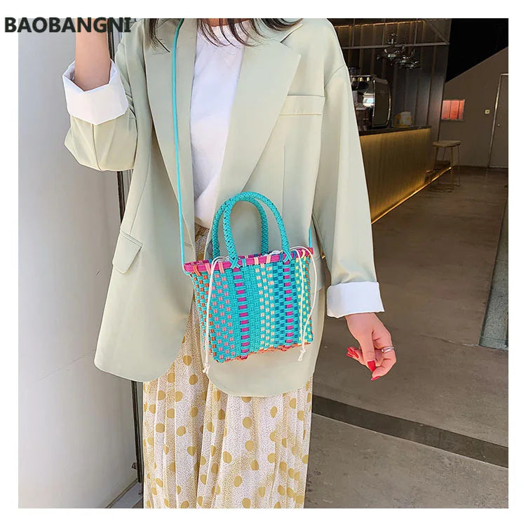Woven Rattan Straw Beach Bag Women's Shoulder Bag