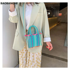 Woven Rattan Straw Beach Bag Women's Shoulder Bag