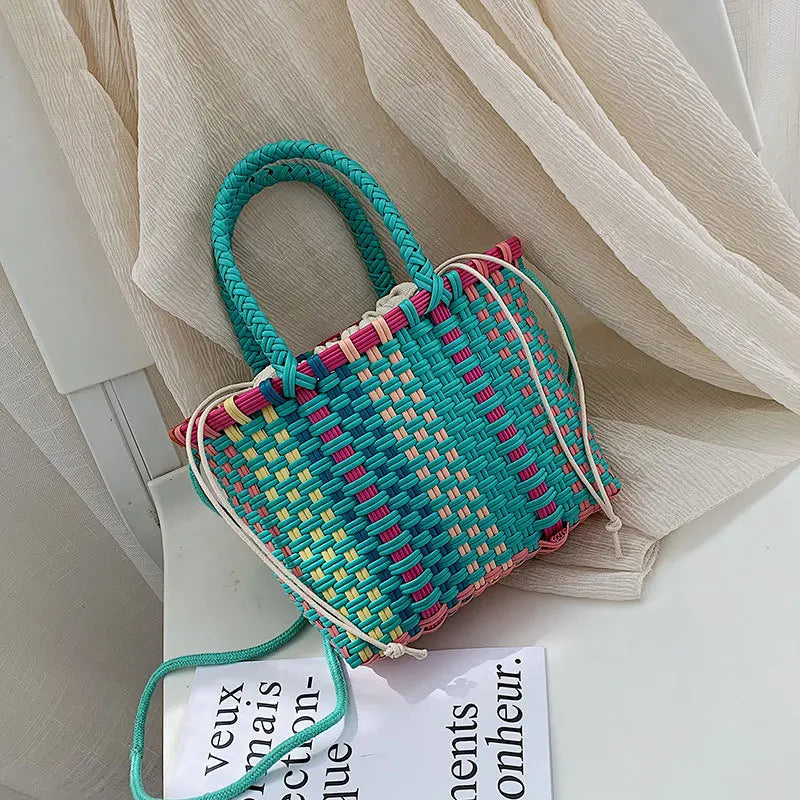 Women's Shoulder Bag Plastic Woven Small Handbag Rattan Straw Beach Bags