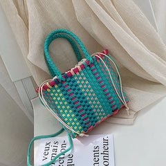 Women's Shoulder Bag Plastic Woven Small Handbag Rattan Straw Beach Bags