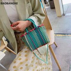 Woven Rattan Straw Beach Bag Women's Shoulder Bag