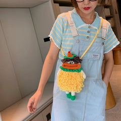 Woolen Shoulder Crossbody Bag Knitted Bag Young Girls Mobile Phone Purse Doll Ha