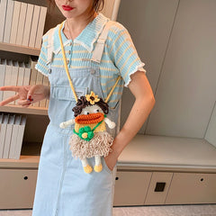 Woolen Shoulder Crossbody Bag Knitted Bag Young Girls Mobile Phone Purse Doll Ha