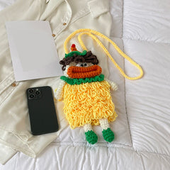 Woolen Shoulder Crossbody Bag Knitted Bag Young Girls Mobile Phone Purse Doll Ha