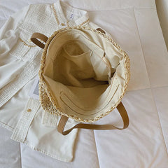 Large Straw Beach Bag Shoulder Tote Women Raffia Travel Handbag