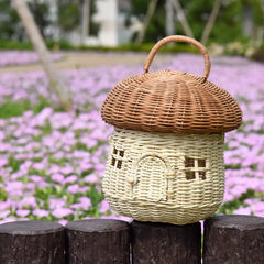 Rattan Mushroom Basket Women's Bag Straw Handbag Beach Shoulder Crossbody