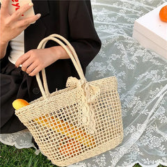 Straw Rattan Beach Handbag for Women Girls Hollow Out Crossbody Bag