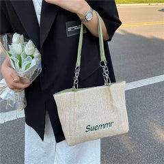 Straw Shoulder Bag Women Summer Tote Beach Handbag