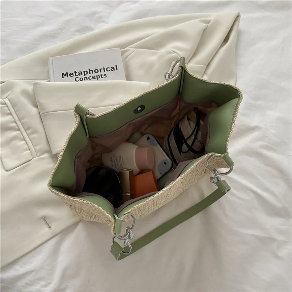 Straw Shoulder Bag Women Summer Tote Beach Handbag