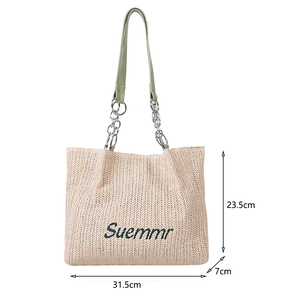 Straw Shoulder Bag Women Summer Tote Beach Handbag