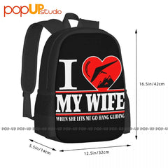 Love Glider Paraglider I Heart My Wife Backpack Large Capacity School Shopping B