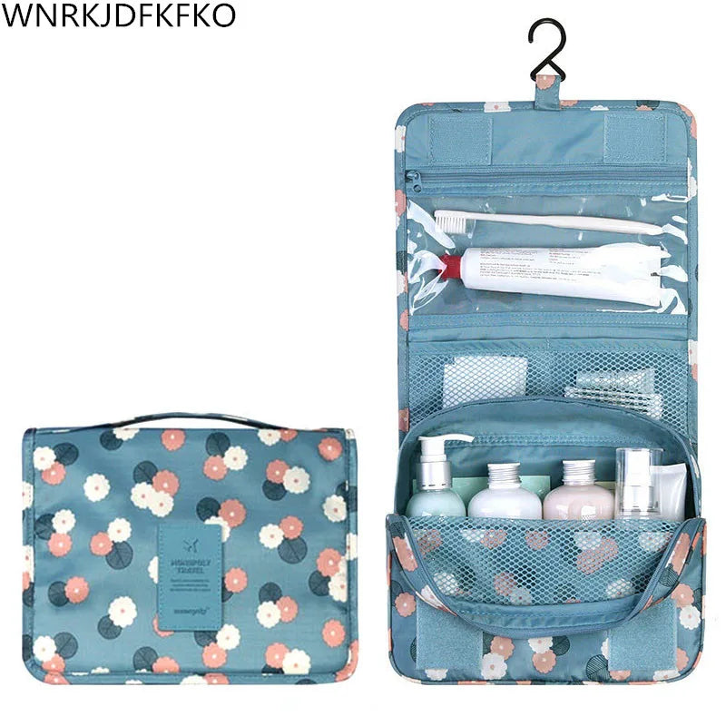 Hanging Travel Cosmetic Bag Women Zipper Makeup Bags Polyester