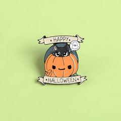 Halloween Pumpkin Enamel Pin Cat Lapel Cartoon Badges