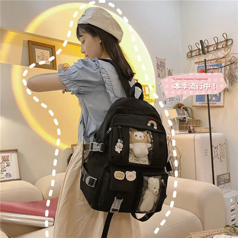 Harajuku Backpacks Students School Bookbag Transparent Lovely Large Capacity