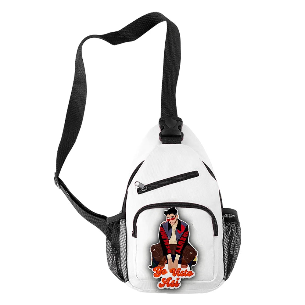Harajuku Bad Bunny 3D Print Chest Bag Waterproof Crossbody Streetwear Shoulder