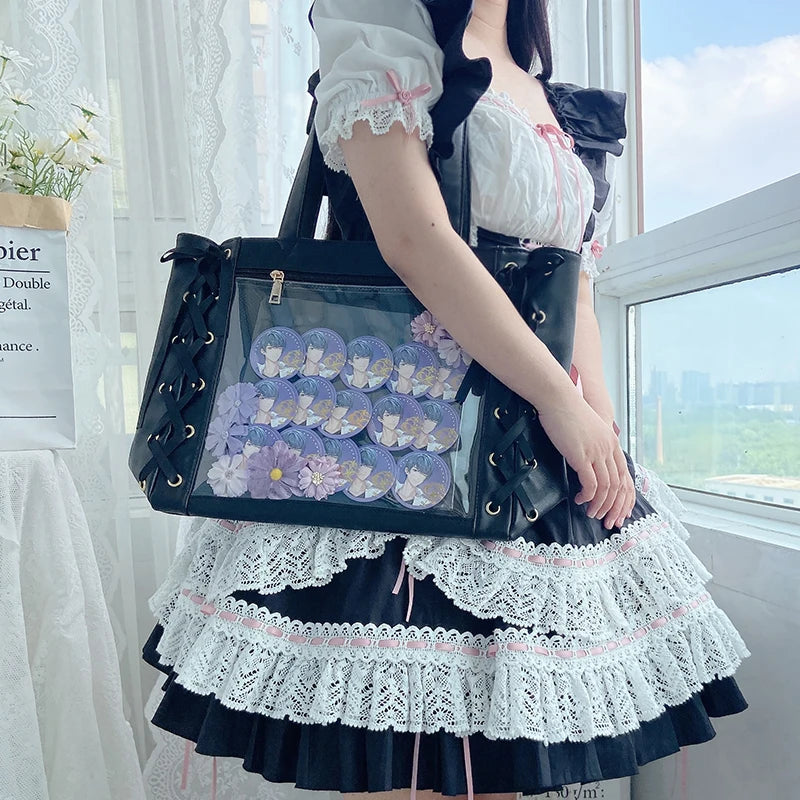 Harajuku Classic ItaBag Ribbons Shoulder Bags Japanese Transparent Soft Girls