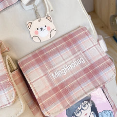 Harajuku Backpack for Teenager Large Capacity Lattice Backpack