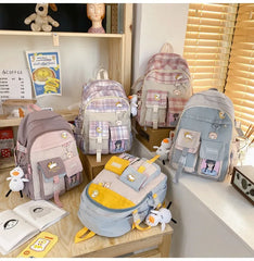 Harajuku Backpack for Teenager Large Capacity Lattice Backpack