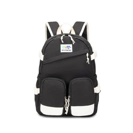 Harajuku Double Pocket Women Backpack Waterproof Teenage Girl Schoolbag