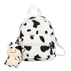 Harajuku Feng Schoolbag Female Ins Fire Cow Pattern Lovely Girl Canvas Bag