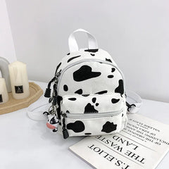 Harajuku Feng Schoolbag Female Ins Fire Cow Pattern Lovely Girl Canvas Bag