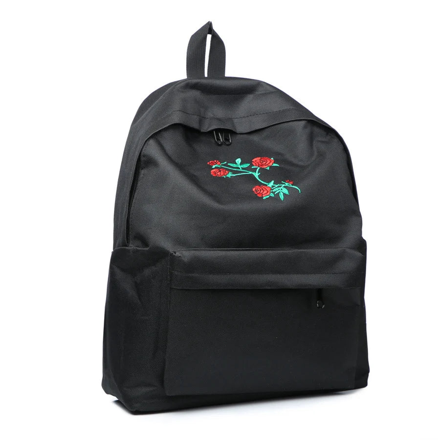 Harajuku Floral Embroidery Backpack Men Women Travel School Backpack