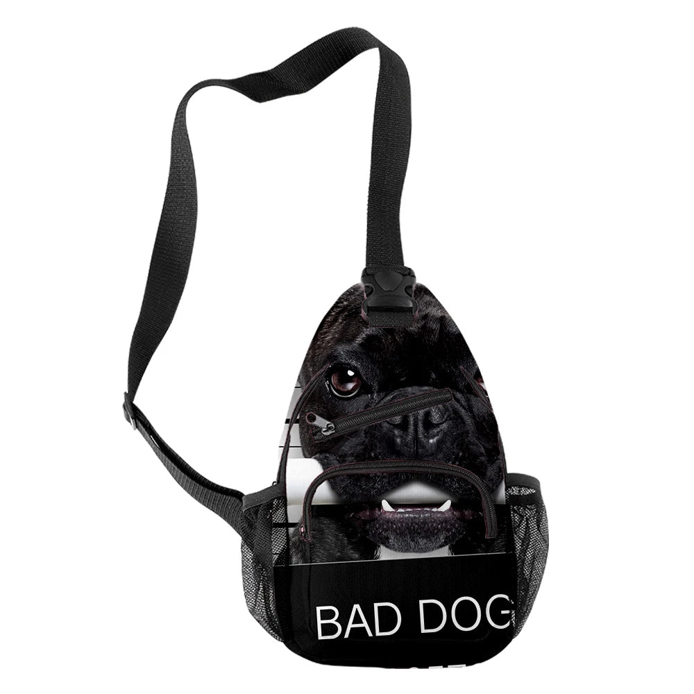 Harajuku French Bulldog 3D Print Chest Bag