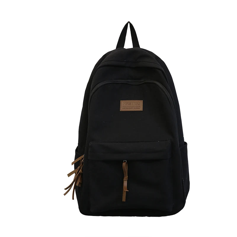 Harajuku Girl Canvas Backpack Solid School Bag Retro Bookbag