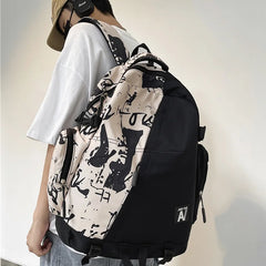 Harajuku Girl Male School Bag Female Graffiti Print Backpack