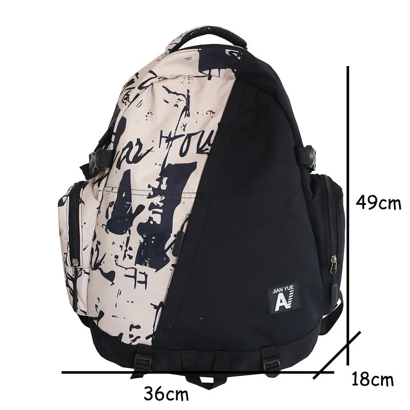 Harajuku Girl Male School Bag Female Graffiti Print Backpack