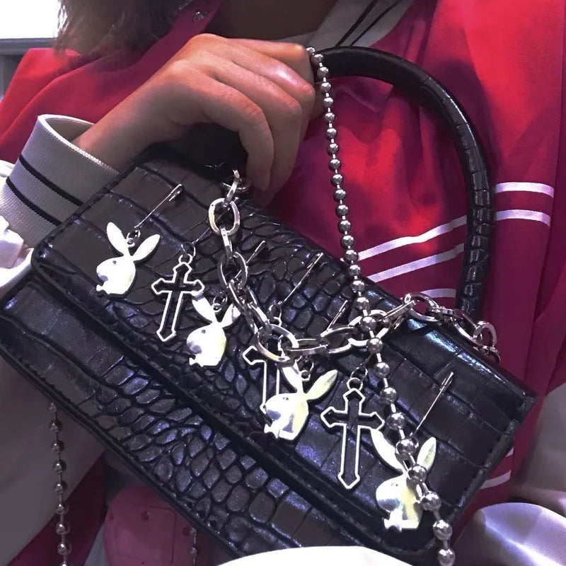 Harajuku Goth Women's Shoulder Bag Metalpunk Y2k Girls Small Square