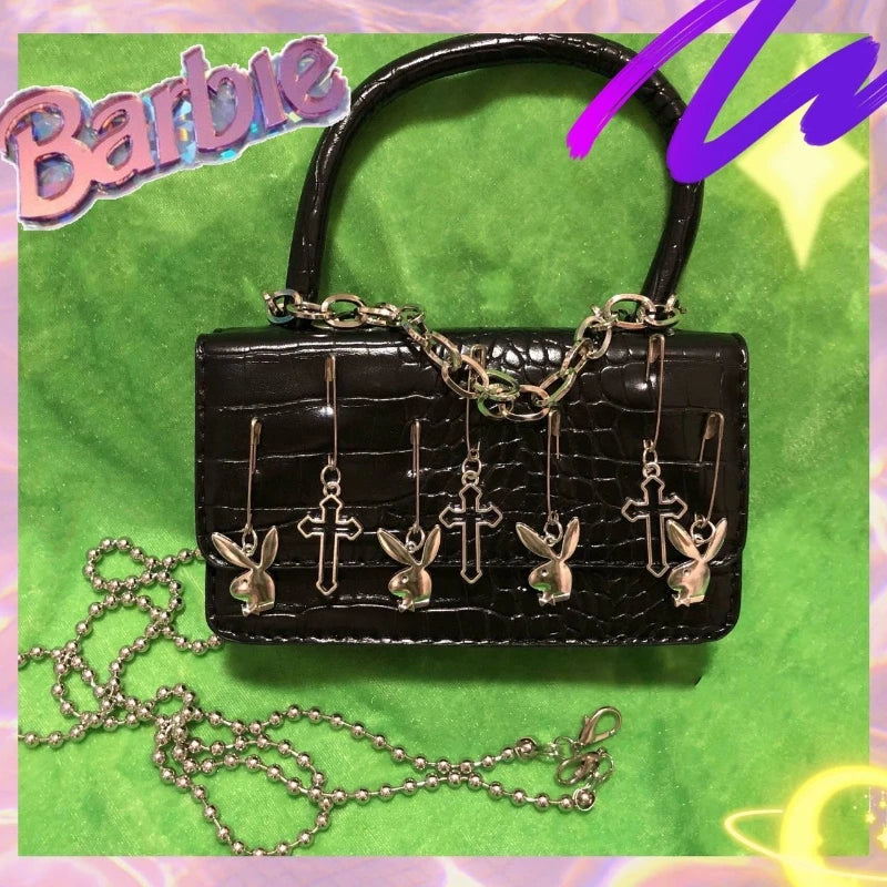 Harajuku Goth Women's Shoulder Bag Metalpunk Y2k Girls Small Square