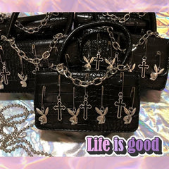 Harajuku Goth Women's Shoulder Bag Metalpunk Y2k Girls Small Square