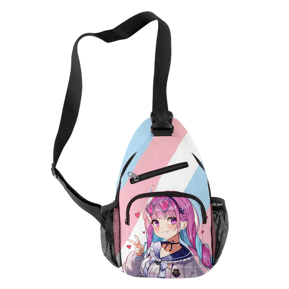 HOLOLIVE Minato Aqua 3D Print Chest Bag Waterproof Crossbody Shoulder Bag