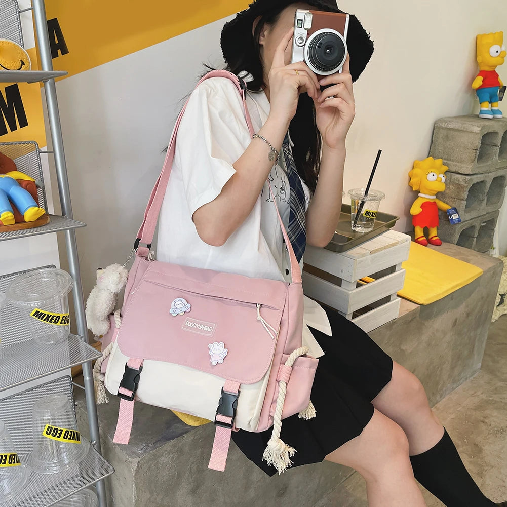 Harajuku Handbag for Women Large Capacity Messenger Pouch Shoulder Bag