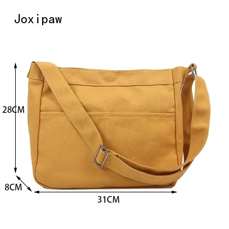 Harajuku Large Capacity Canvas Tote Bag Women Vintage Casual Crossbody Bag